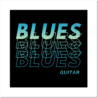 Blues Guitar Repeated Text Posters and Art